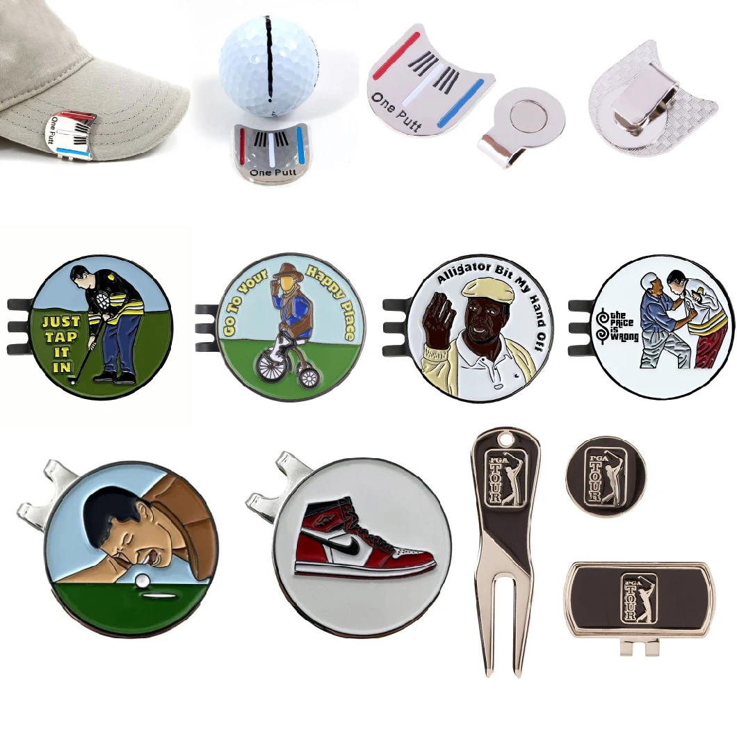 High Quality Free Design Custom Logo Metal Golf Coin Ball Marker Magnetic Golf Hat Clip Custom Golf Ball Marker