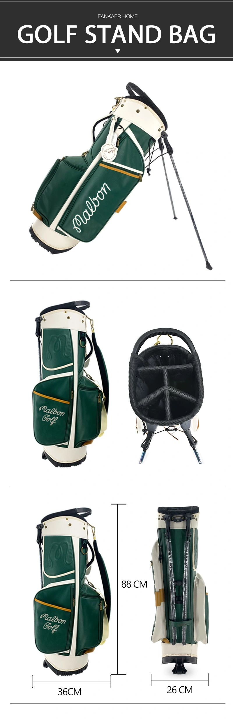 New Design Green Golf Waterproof Bag Custom Printed Logo High Quality Stand Golf Bags